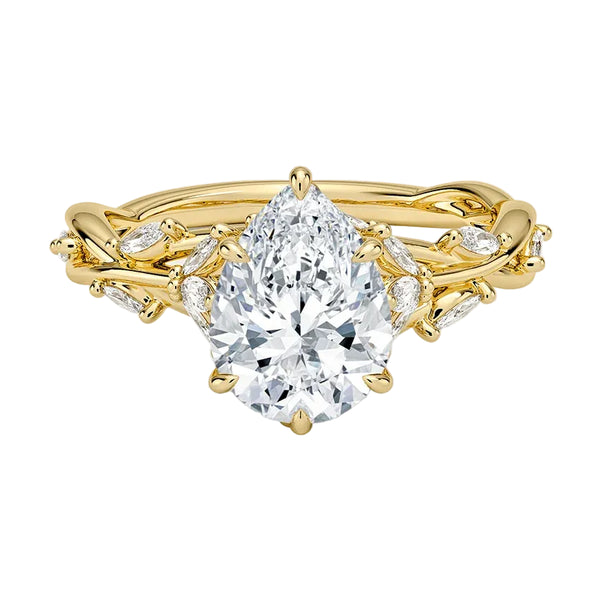 Secret Garden 1.5ct Pear Certified Lab Diamond & Moissanite Diamond Ring