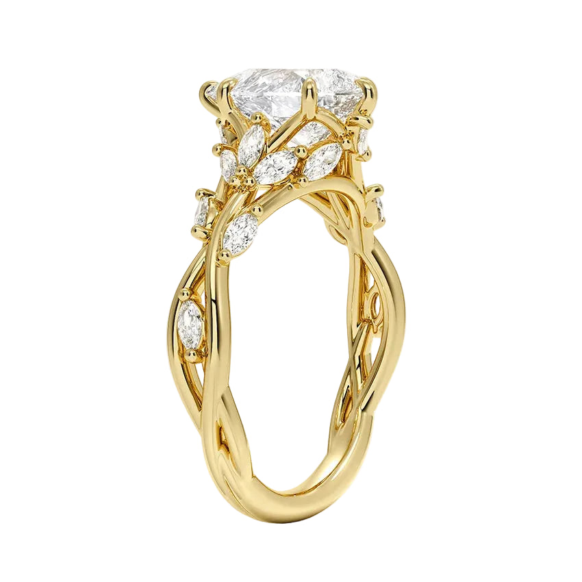 Secret Garden 1.5ct Pear Certified Lab Diamond & Moissanite Diamond Ring