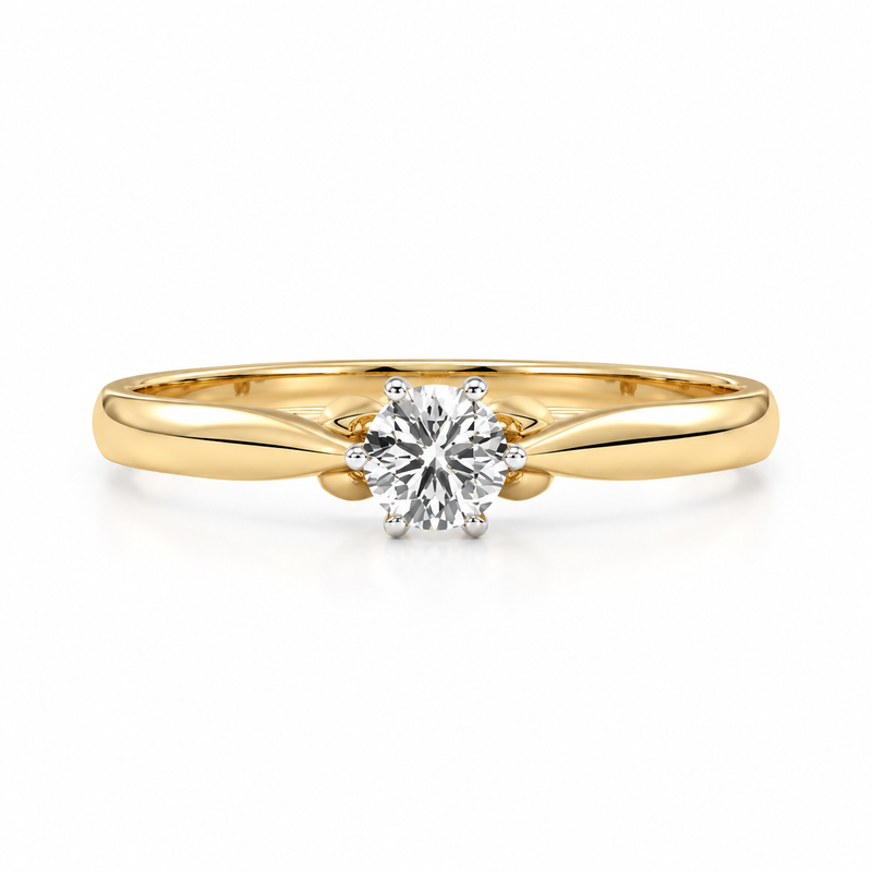 Round Cut Lab Grown Diamond And Moissanite Solitaire Engagement Ring