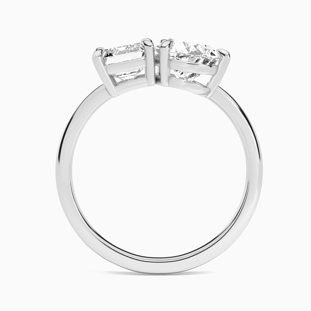 Toi et Moi Emerald and Pear Diamond Engagement Ring