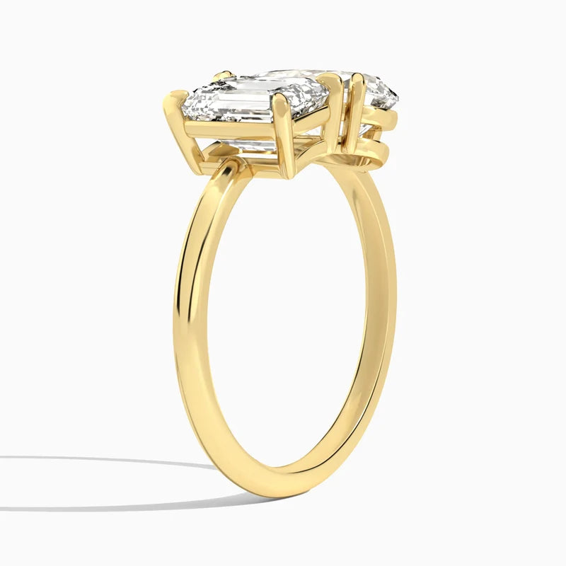 Toi et Moi Emerald and Pear Diamond Engagement Ring