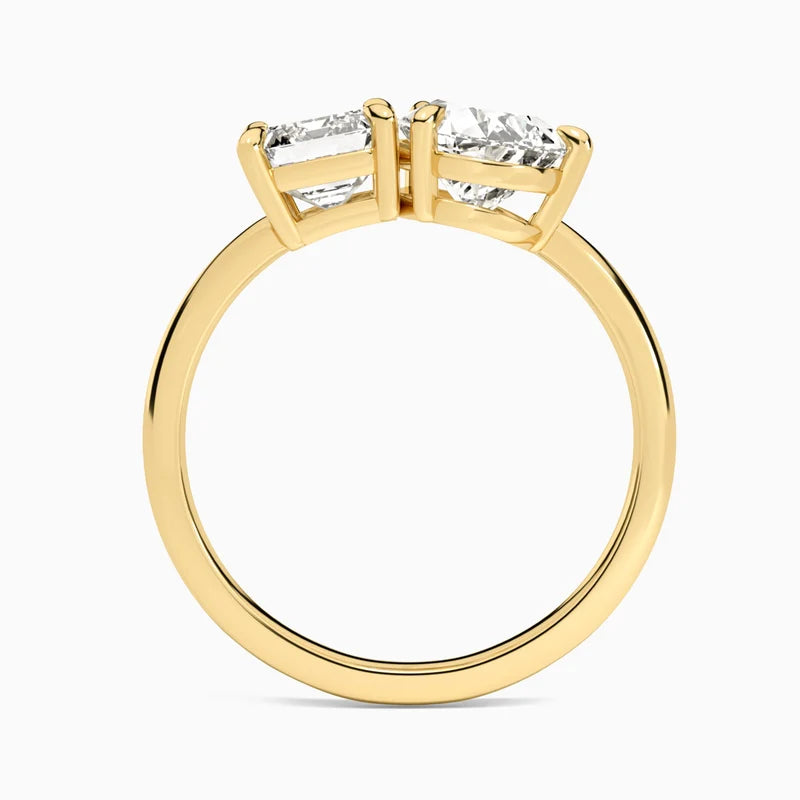 Toi et Moi Emerald and Pear Diamond Engagement Ring