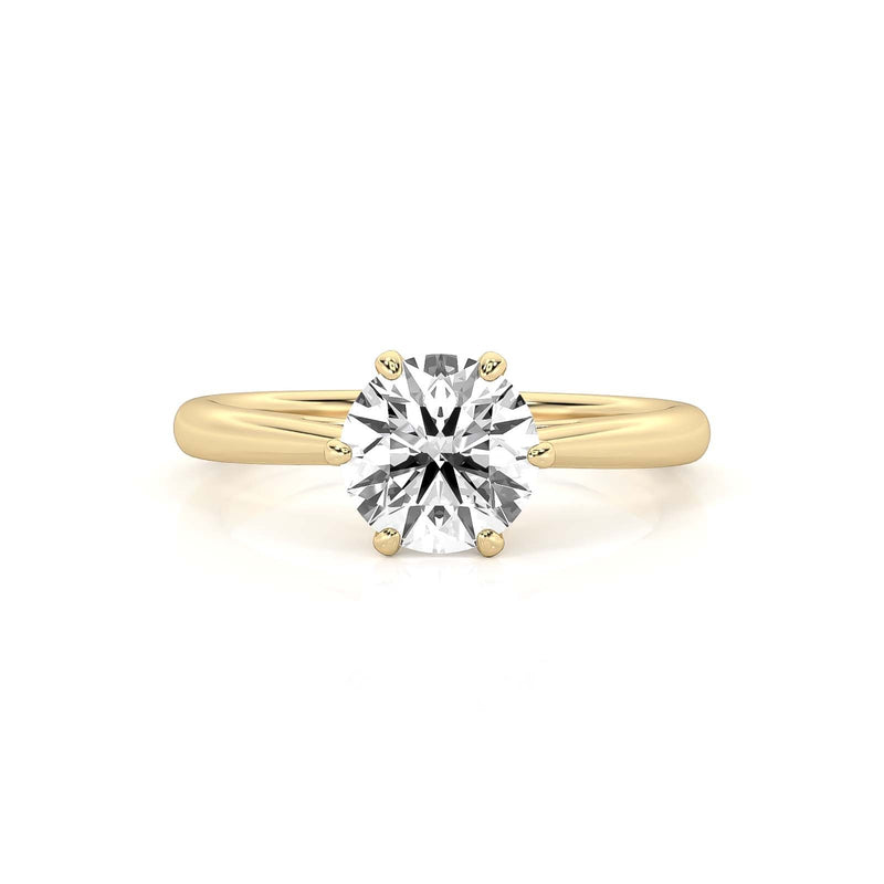 2.00ct Round Cut Lab Grown Solitaire Diamond 6 Claw Prong Engagement Ring 14k Yellow Gold