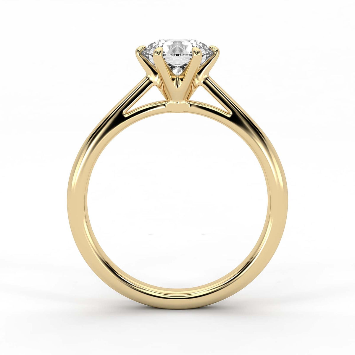 2.00ct Round Cut Lab Grown Solitaire Diamond 6 Claw Prong Engagement Ring 14k Yellow Gold
