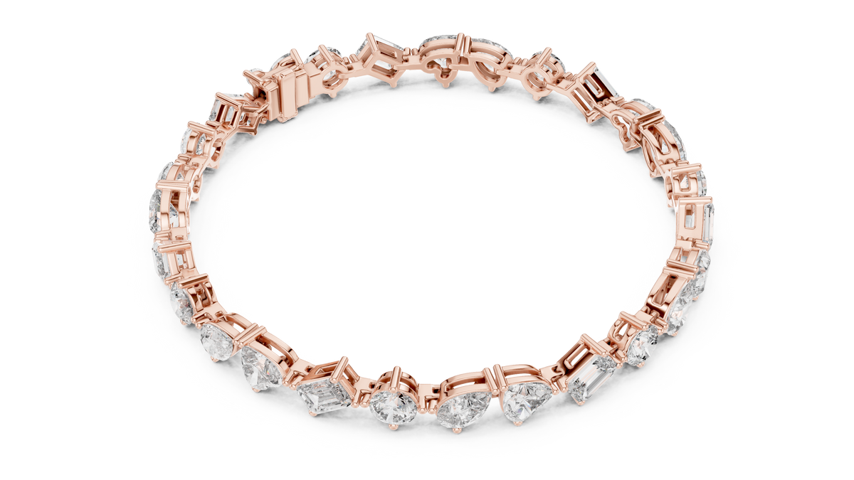 round lab grown diamond bracelet in metal, top view
