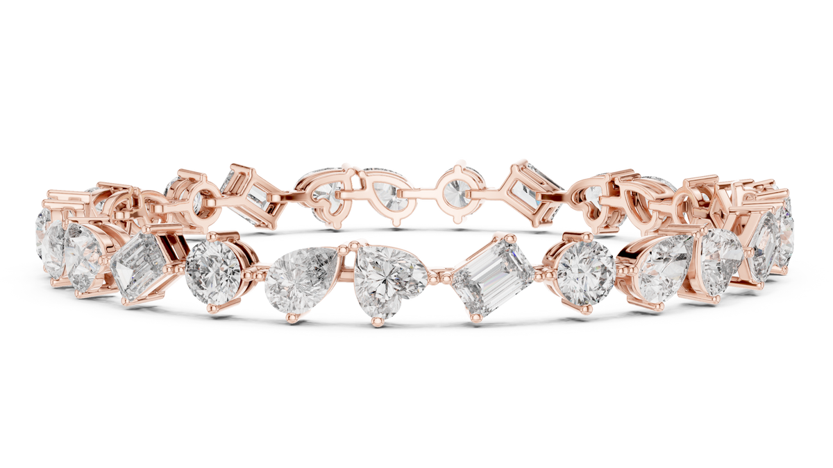 oval lab grown diamond bracelet in metal, side profile