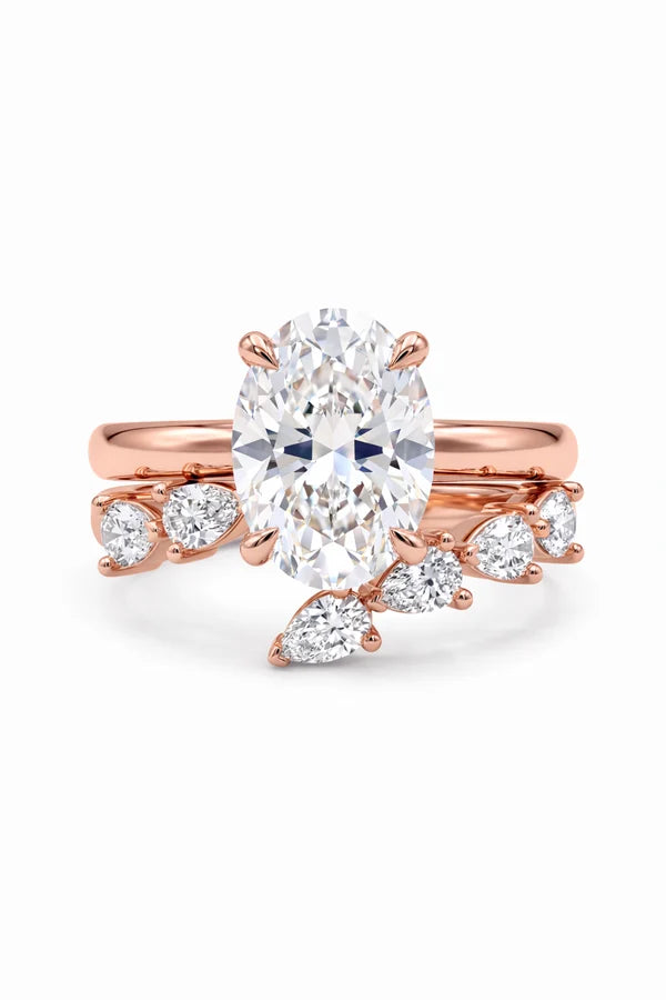 2ct Pear Cut Cluster Enhancer Ring Anniversary Promise Ring Set