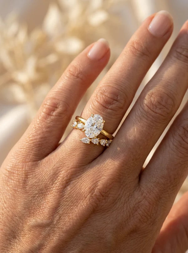2ct Pear Cut Cluster Enhancer Ring Anniversary Promise Ring Set