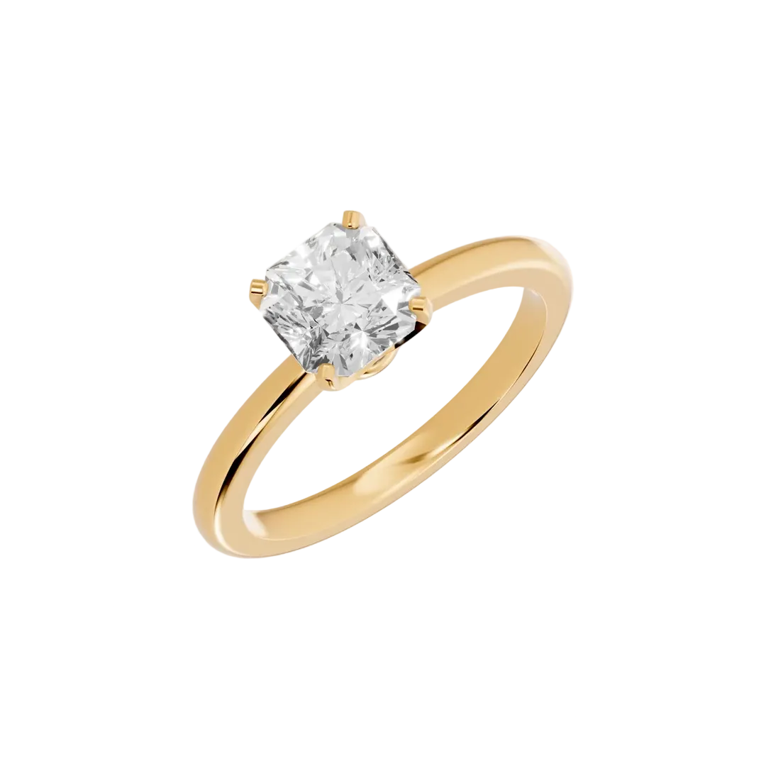 asscher lab grown diamond ring in silver, three-quarter view
