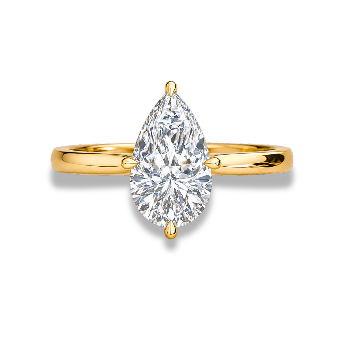 Pear Cut Lab Grown Diamond & Moissanite Solitaire Engagement Ring – Classic