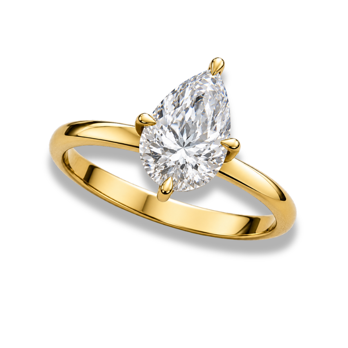 Pear Cut Lab Grown Diamond & Moissanite Solitaire Engagement Ring – Classic