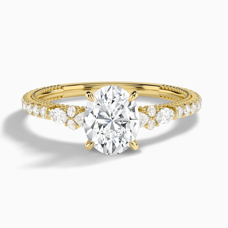 Celestia Diamond Oval Lab-Grown Diamond & Moissanite Vintage Engagement Ring Vintage