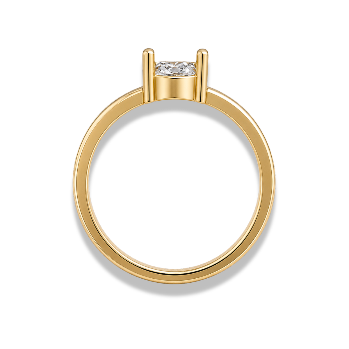 Round Cut Solitaire Engagement Ring with Double Row Split Shank – Lab Grown Diamond & Moissanite