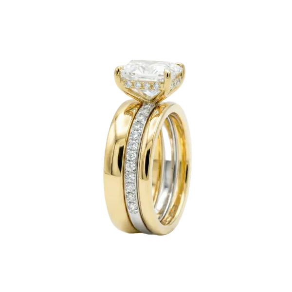 2ct Radiant Cut Lab Grown Diamond The Trilogy Mixed Metal Stack 3 Ring set