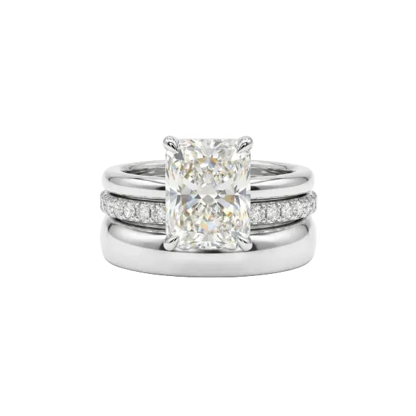 2ct Radiant Cut Lab Grown Diamond The Trilogy Mixed Metal Stack 3 Ring set