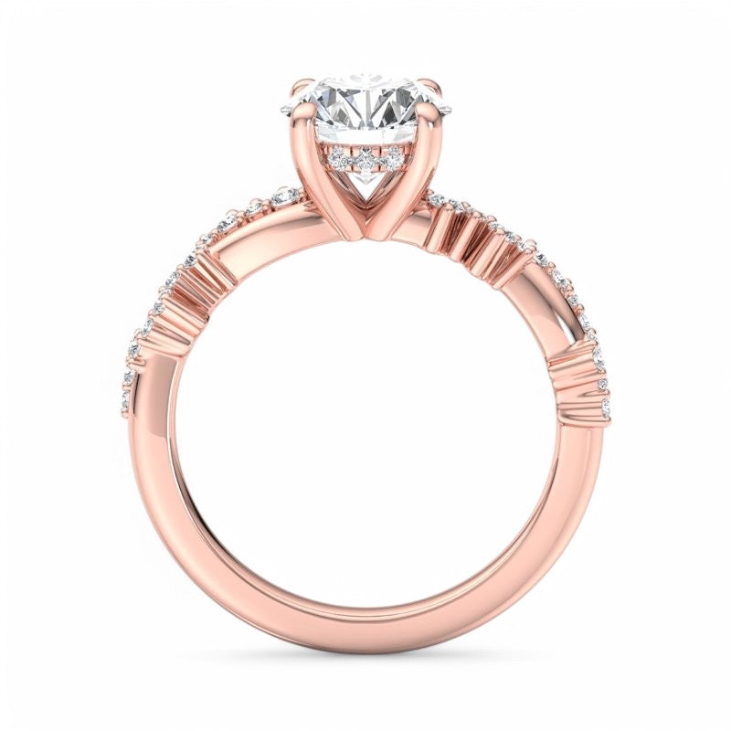 1.5CT Round Cut Lab Grown Diamond Solitaire Twig and Leaf Engagement Ring