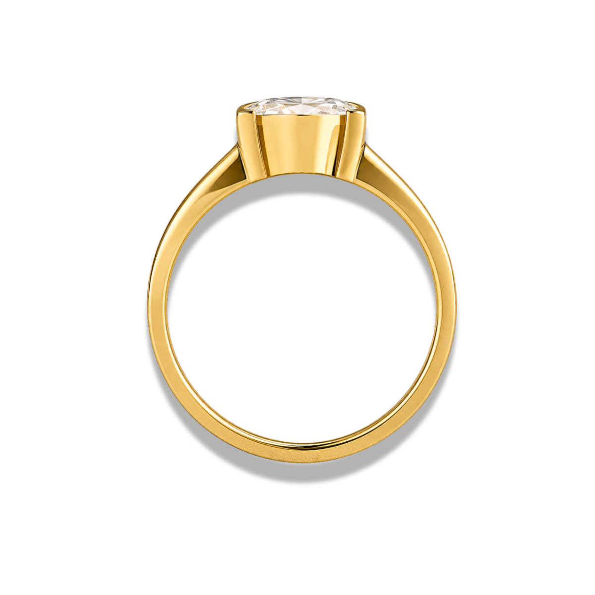 pear cut lab grown diamond engagement ring in silver, on-hand