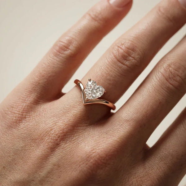 emerald lab grown diamond ring in silver, three-quarter view