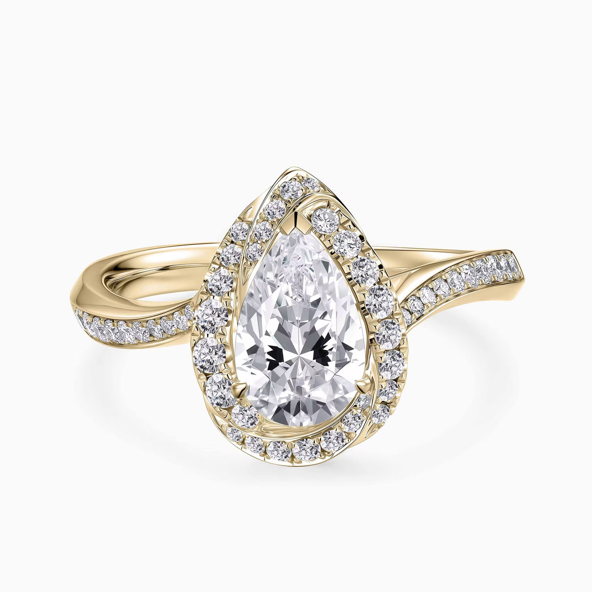 Lab-Grown Pear Halo Pavé Engagement Ring