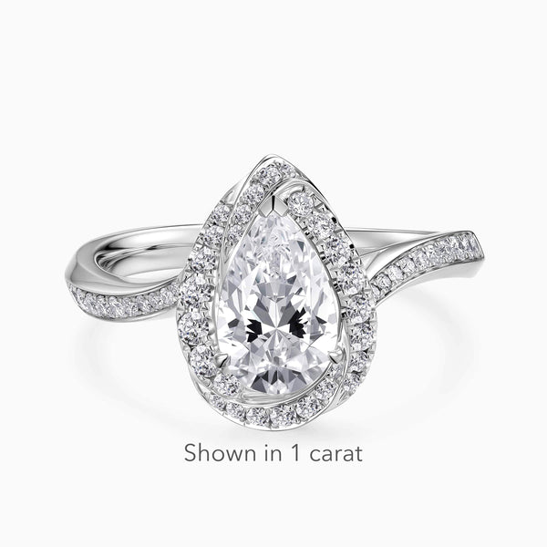 Lab-Grown Pear Halo Pavé Engagement Ring