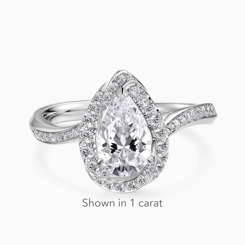 Lab-Grown Pear Halo Pavé Engagement Ring