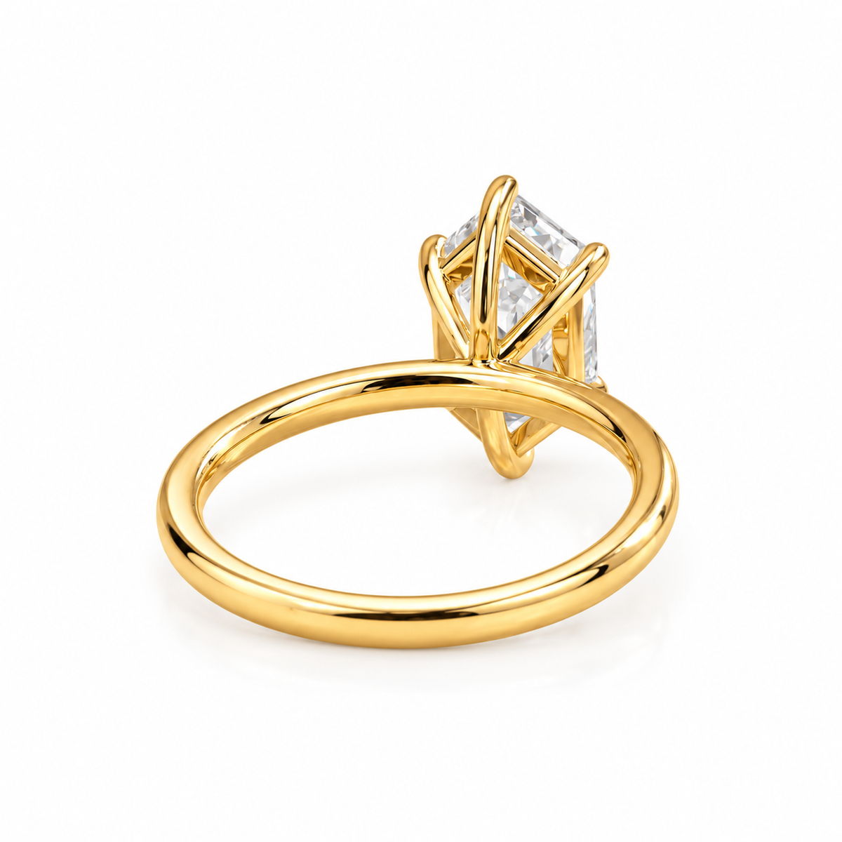 marquise lab grown diamond engagement ring in gold, side profile