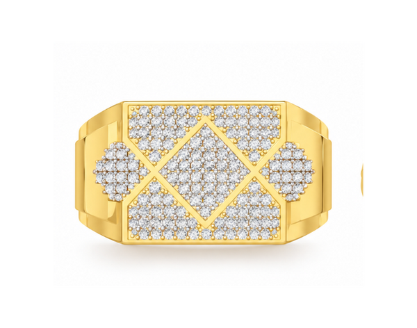 Men's Geometric Hip Hop Lab Grown Diamond & Moissanite Signet Ring