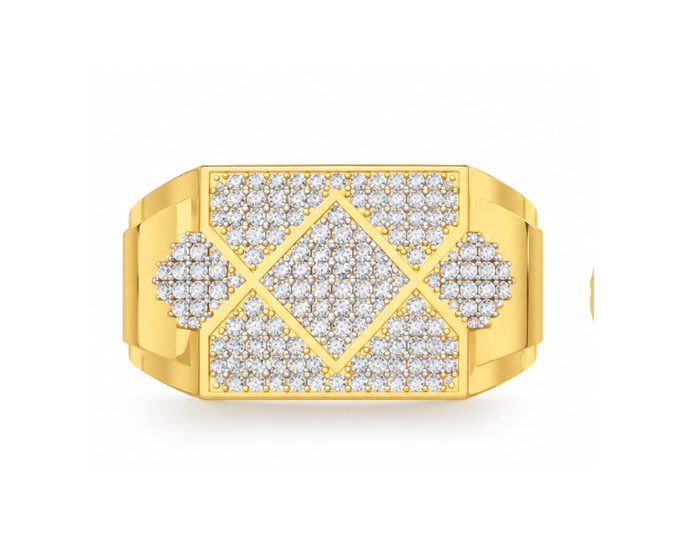 Men's Geometric Hip Hop Lab Grown Diamond & Moissanite Signet Ring