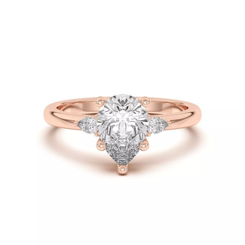 Meredith Pear Accent Three-Stone Lab-Grown Diamond & Moissanite Engagement Ring
