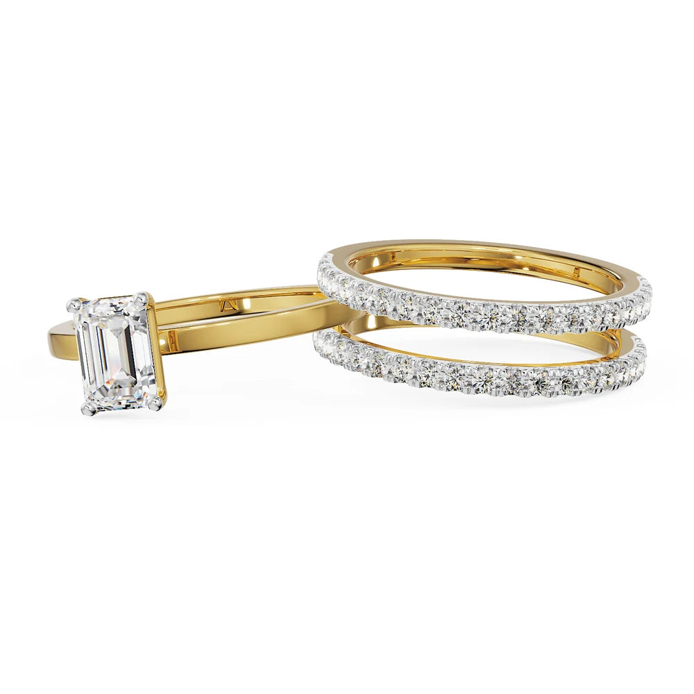 Ella Emerald Lab Grown Diamond & Moissanite Bridal Ring Set