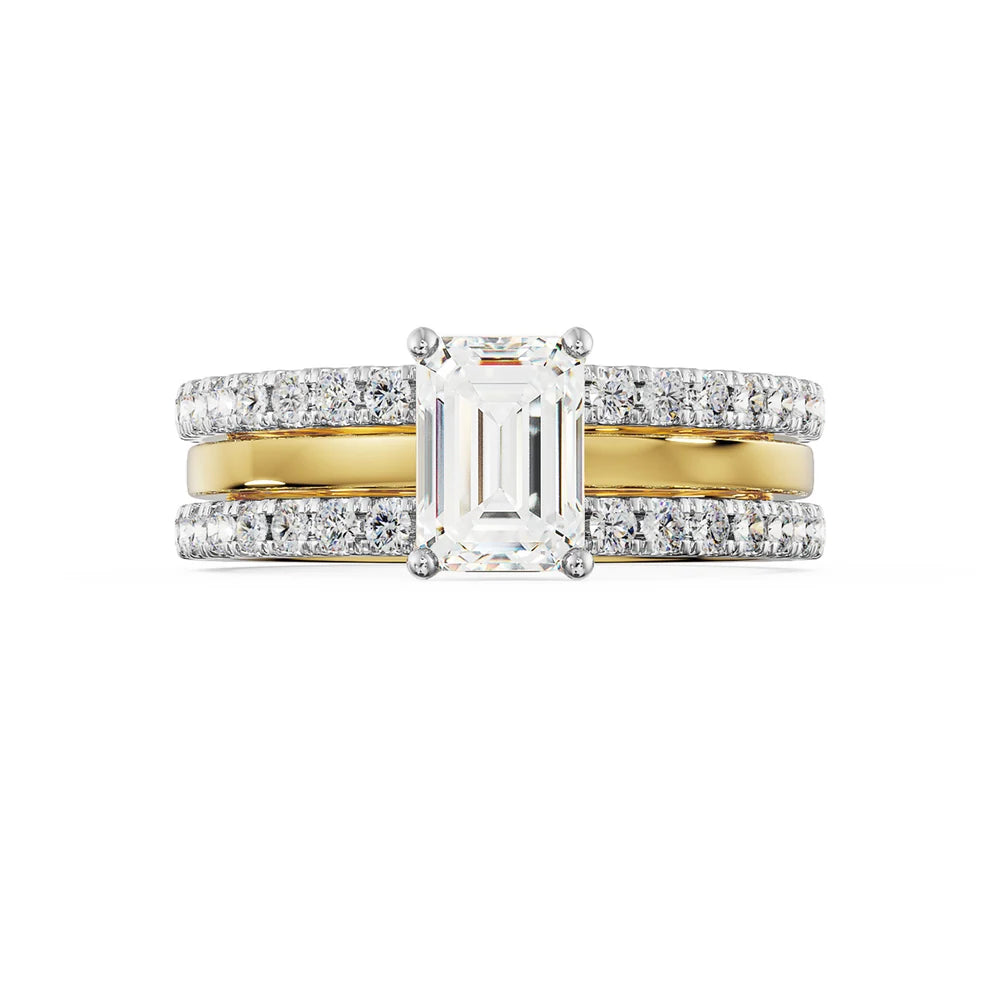 Ella Emerald Lab Grown Diamond & Moissanite Bridal Ring Set