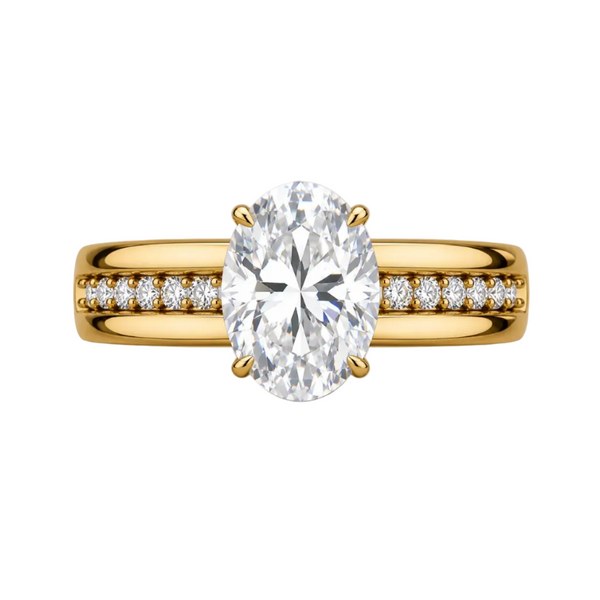 Oval Cut Lab Grown Diamond & Moissanite Pavé Engagement Ring