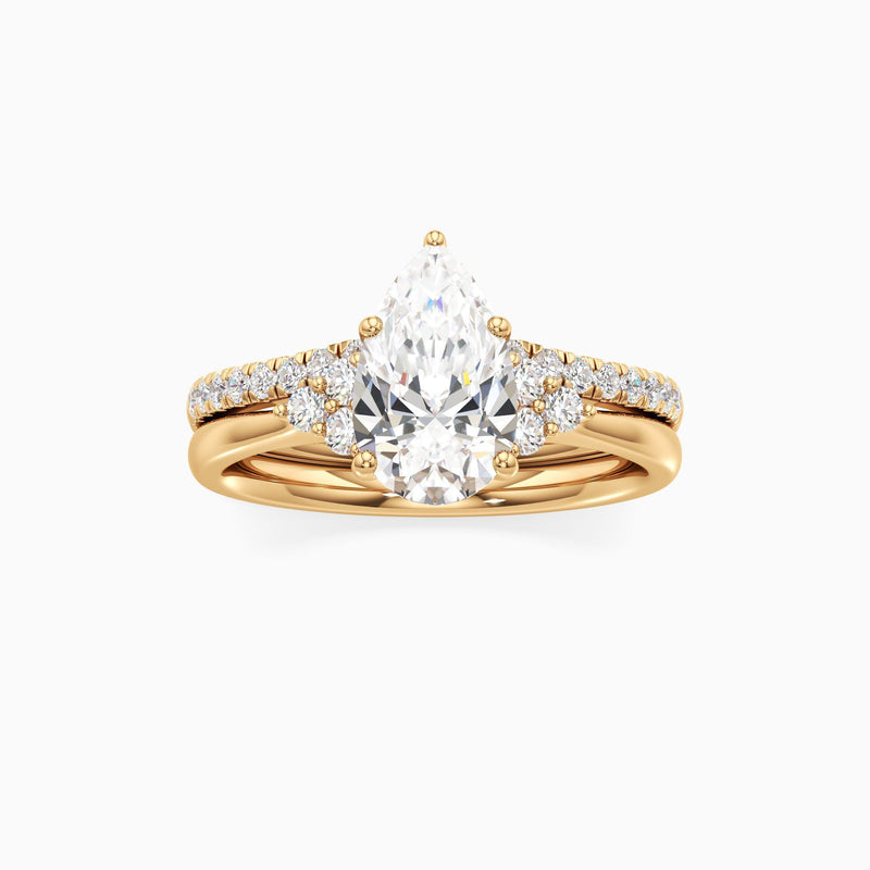 pear lab grown diamond stackable ring in silver, three-quarter view