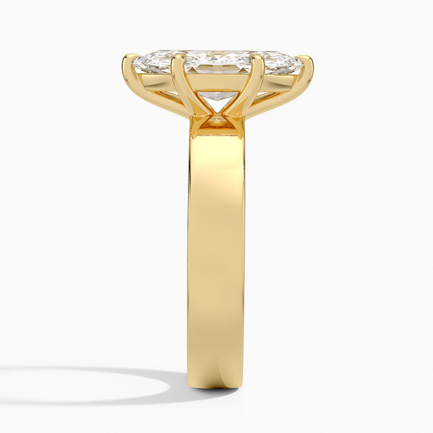 solitaire lab grown diamond ring in metal, side profile