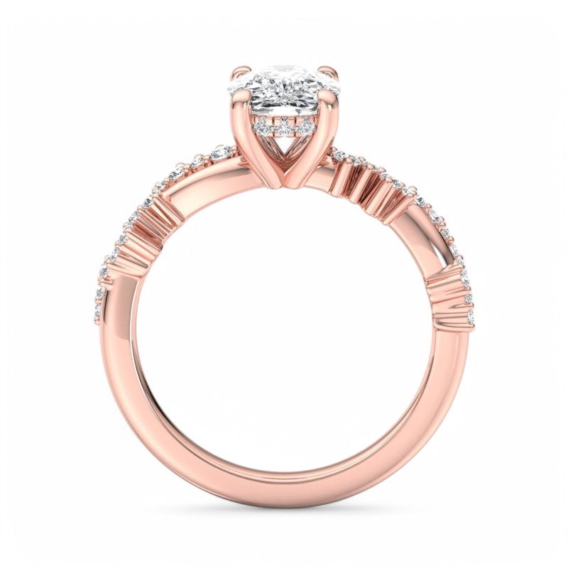 1.58 ct Elongated Cushion Cut Lab Grown Diamond Engagement Ring,Twisted Pave Band