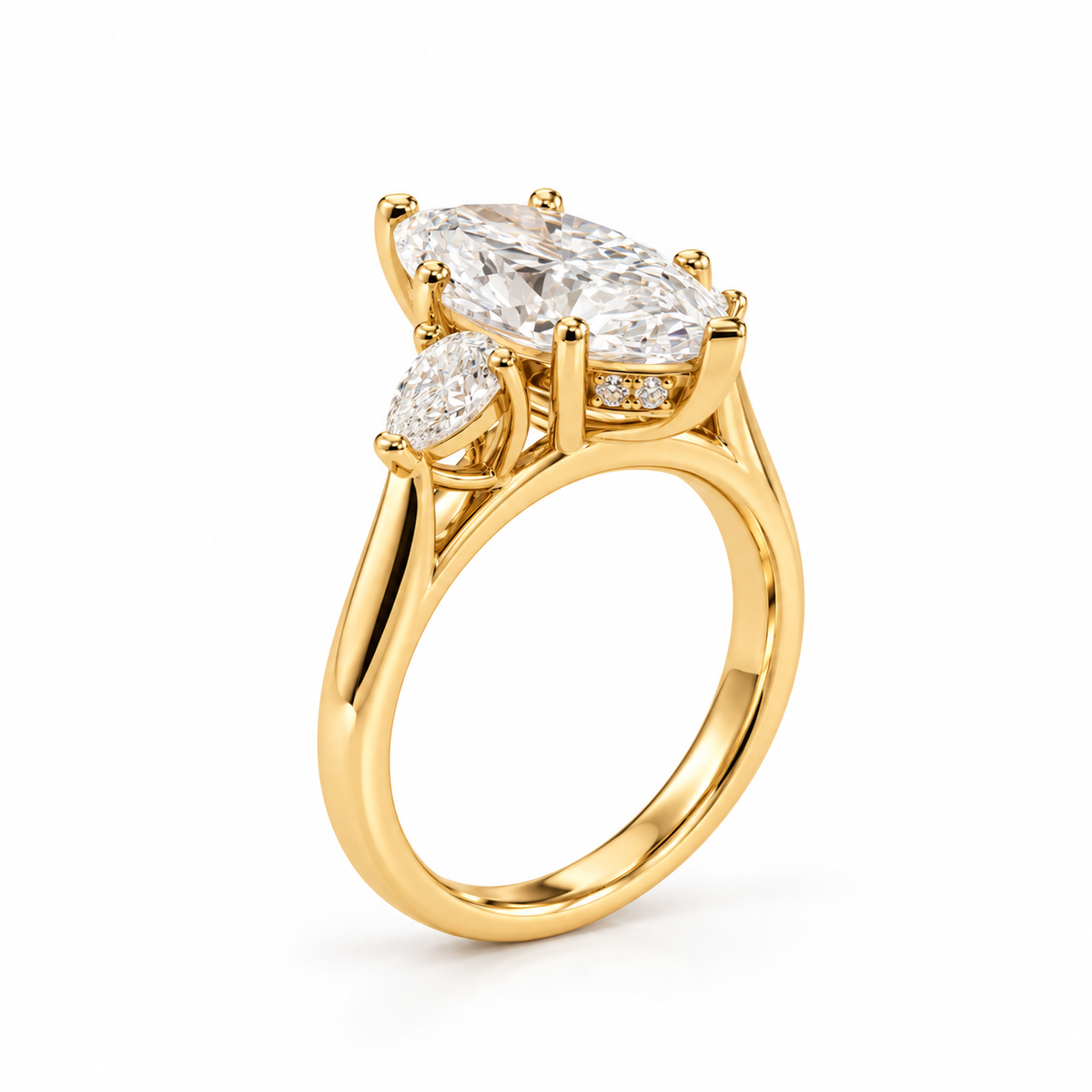 2 Carat Marquise Engagement Ring Three Stone Lab Diamond Ring