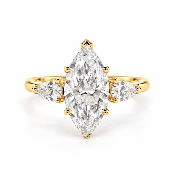 2 Carat Marquise Engagement Ring Three Stone Lab Diamond Ring