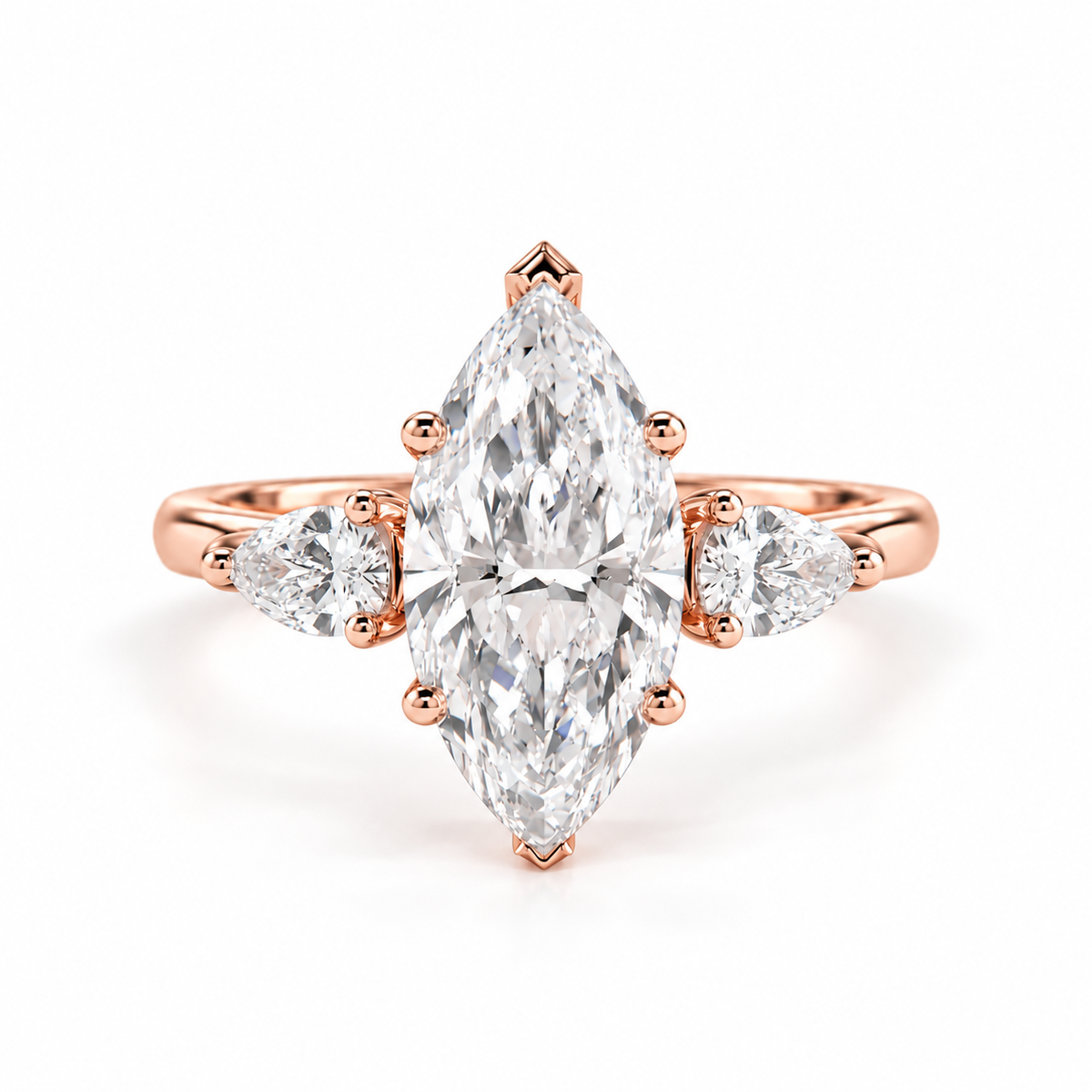 2 Carat Marquise Engagement Ring Three Stone Lab Diamond Ring