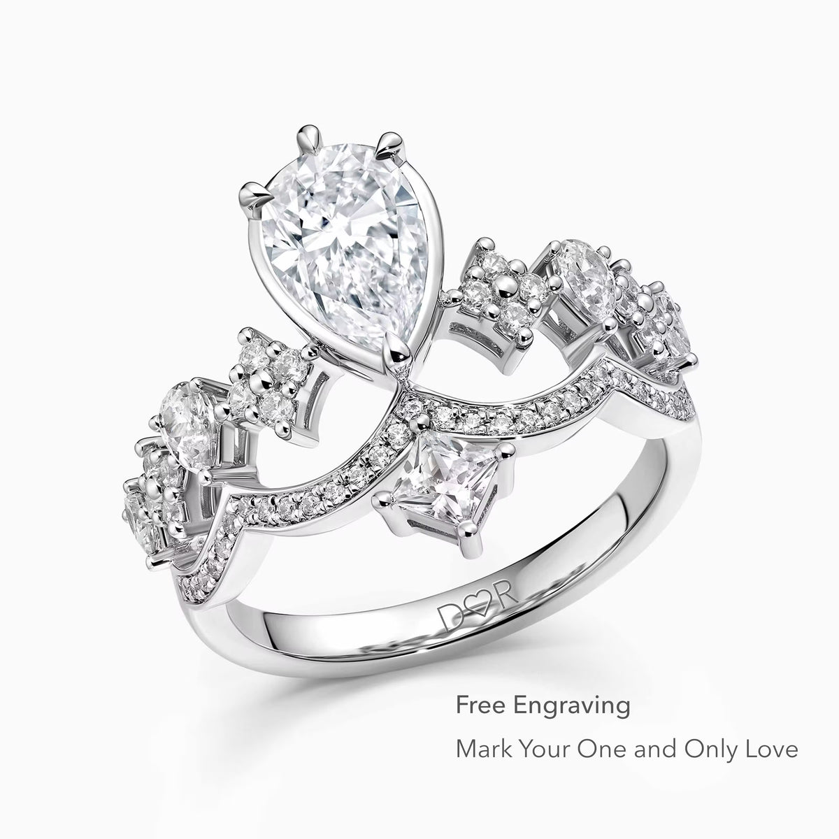 Crown 1.05ct Pear Cut  Lab-Grown Diamond Eternal  Engagement Ring