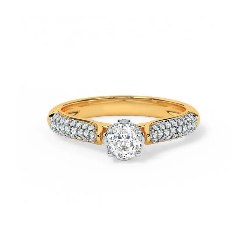 Round Cut Lab Grown Diamond & Moissanite Pavé Split Shank Engagement Ring