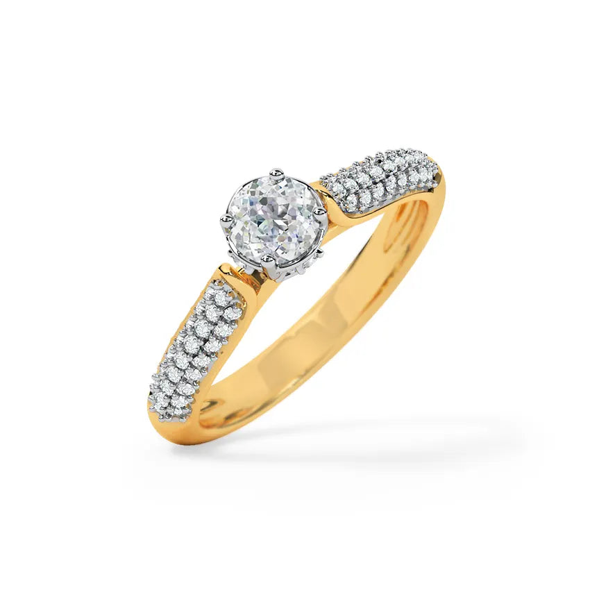 Round Cut Lab Grown Diamond & Moissanite Pavé Split Shank Engagement Ring
