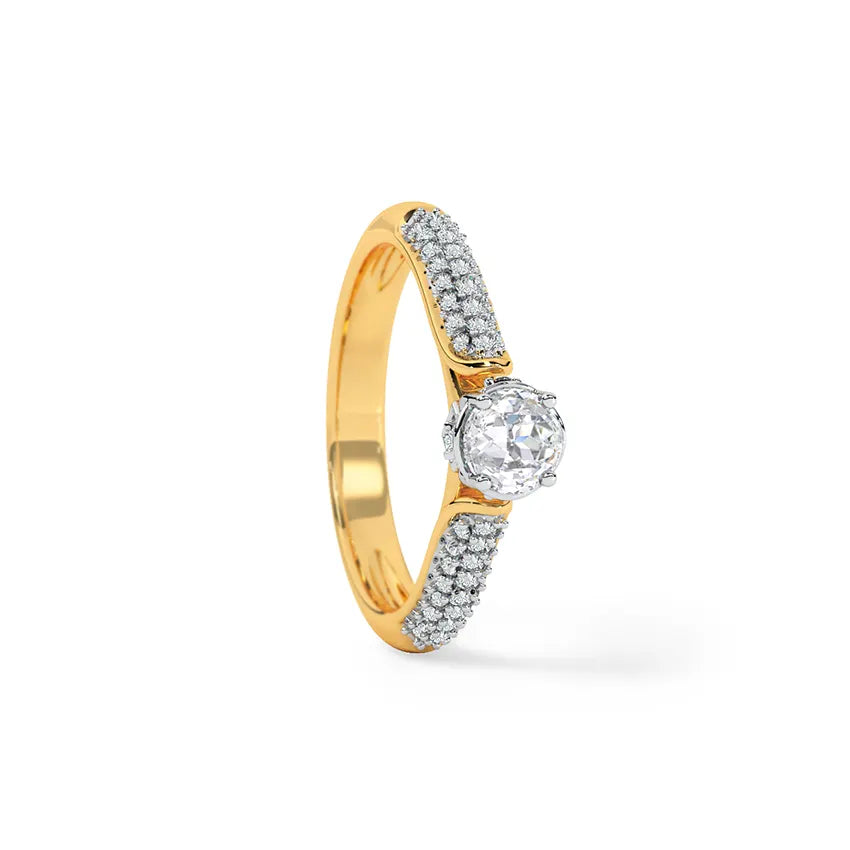 Round Cut Lab Grown Diamond & Moissanite Pavé Split Shank Engagement Ring