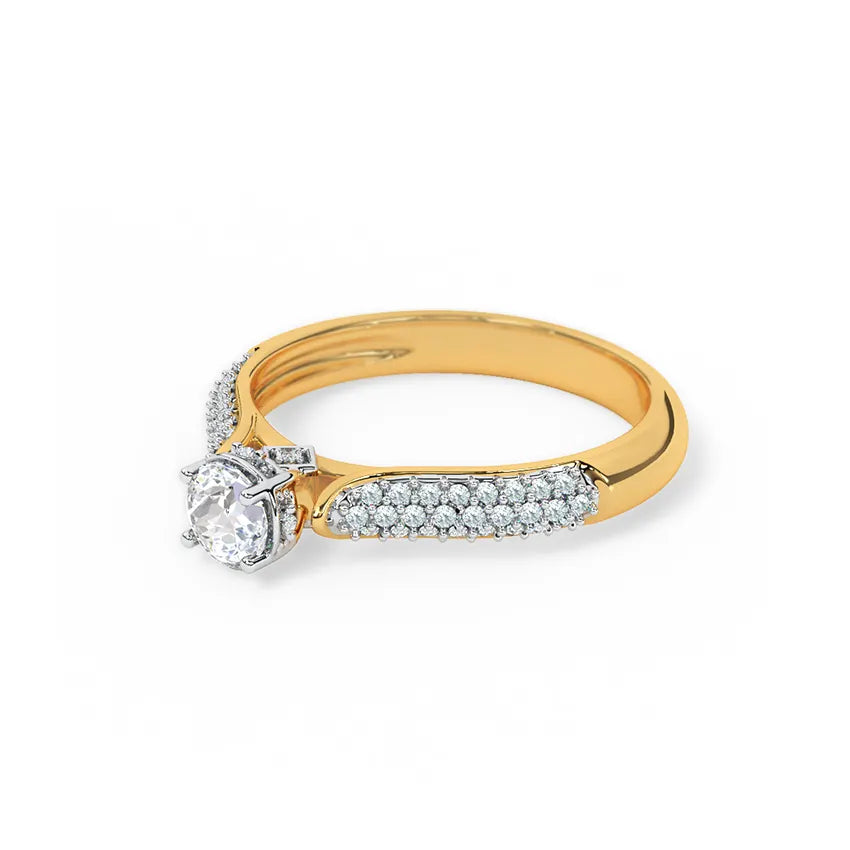 Round Cut Lab Grown Diamond & Moissanite Pavé Split Shank Engagement Ring