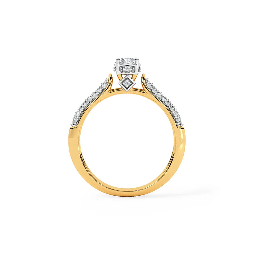 Round Cut Lab Grown Diamond & Moissanite Pavé Split Shank Engagement Ring