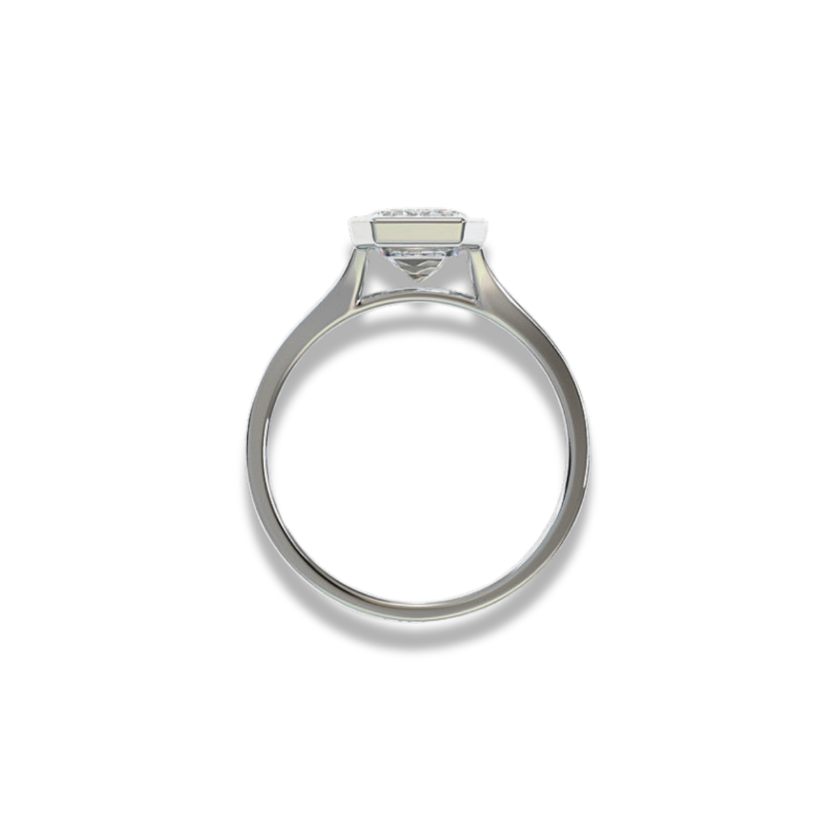 emerald lab grown diamond engagement ring in 10k, top view