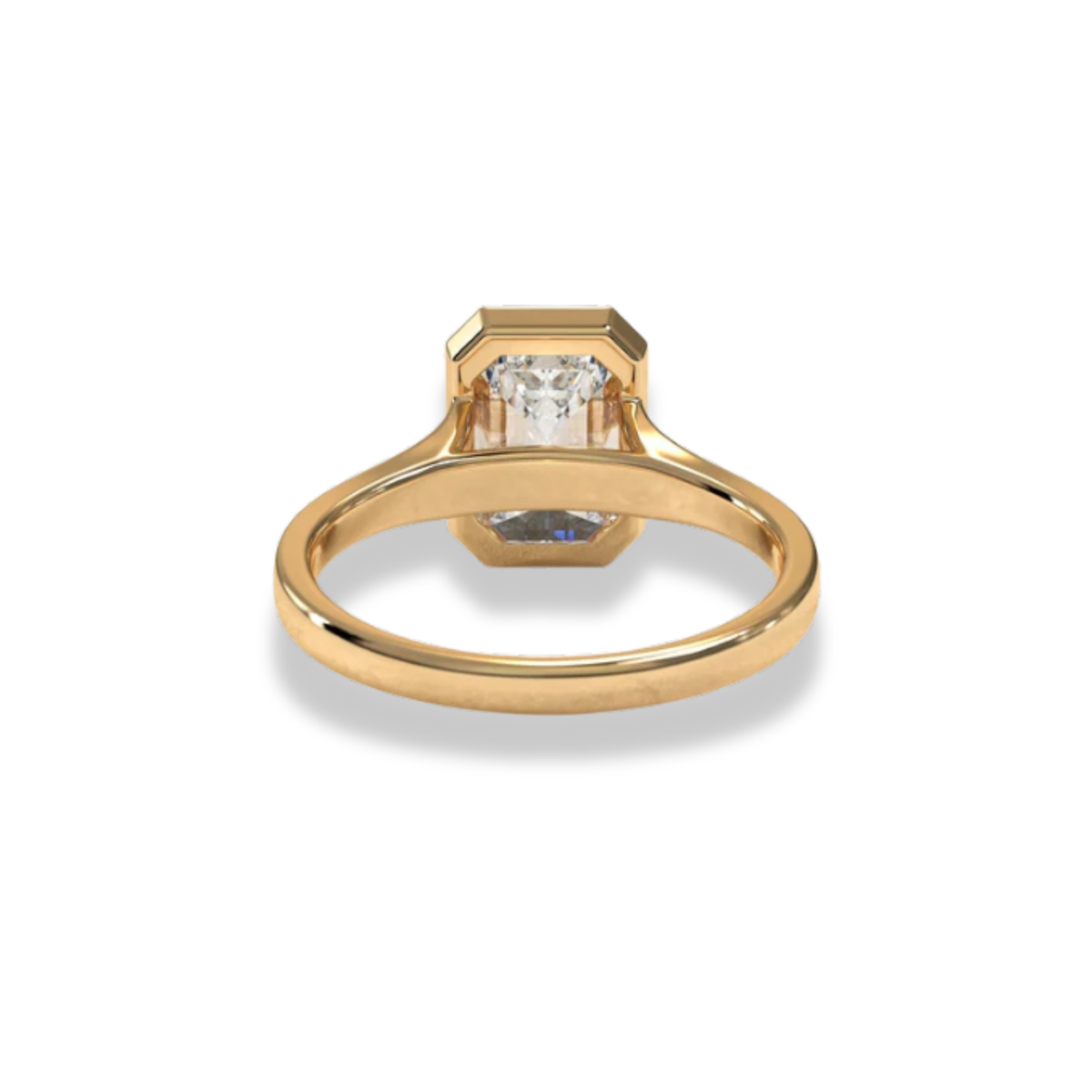 Emerald Cut Lab Grown Diamond & Moissanite Solitaire Engagement Ring – Bezel Setting