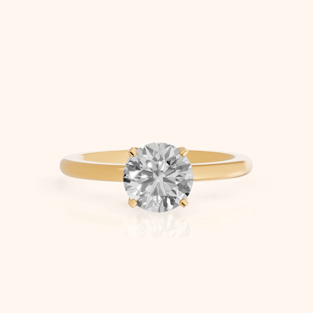 Round Cut Solitaire Engagement Ring Lab Grown Diamond And Moissanite
