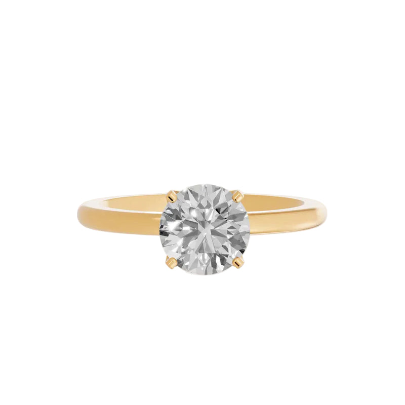 Round Cut Solitaire Engagement Ring Lab Grown Diamond And Moissanite