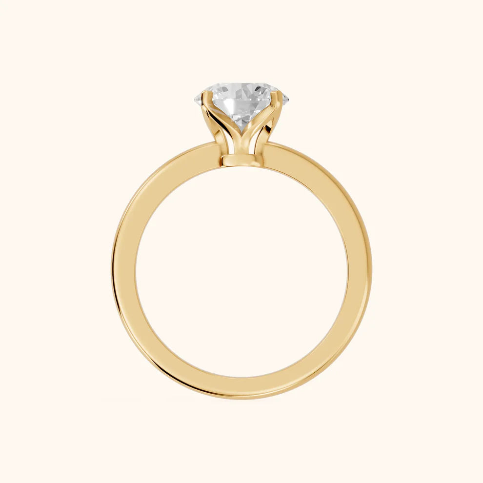 Round Cut Solitaire Engagement Ring Lab Grown Diamond And Moissanite