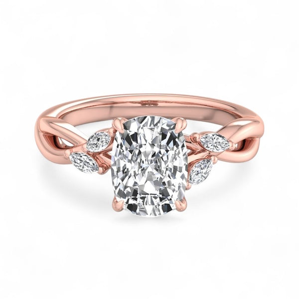 1.60 Carat Elongated Cushion Lab Grown Diamond Twig Engagement Ring